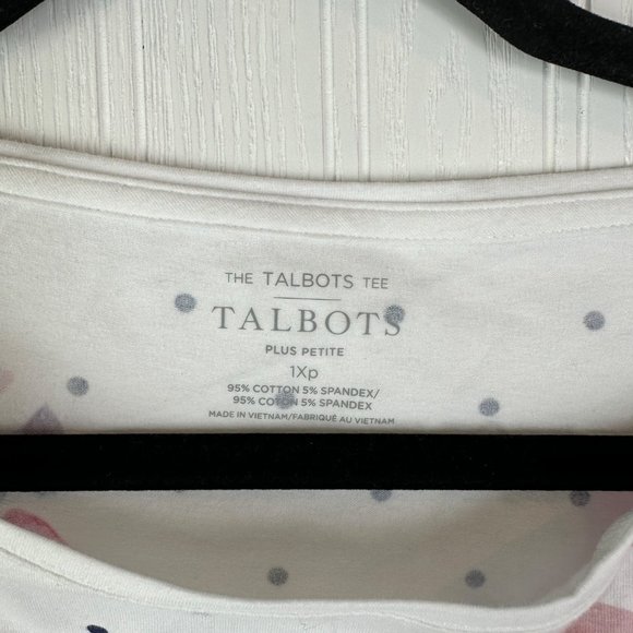 TALBOTS COTTON BATEAU NECK TEE - FLORAL DOT‎ size 1Xp - Picture 3 of 4